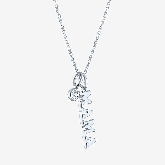 Diamond Accent "Mama" (G-H / Si2-I1) Womens Diamond Accent Lab Grown White Diamond Sterling Silver 18 Inch Pendant Necklace