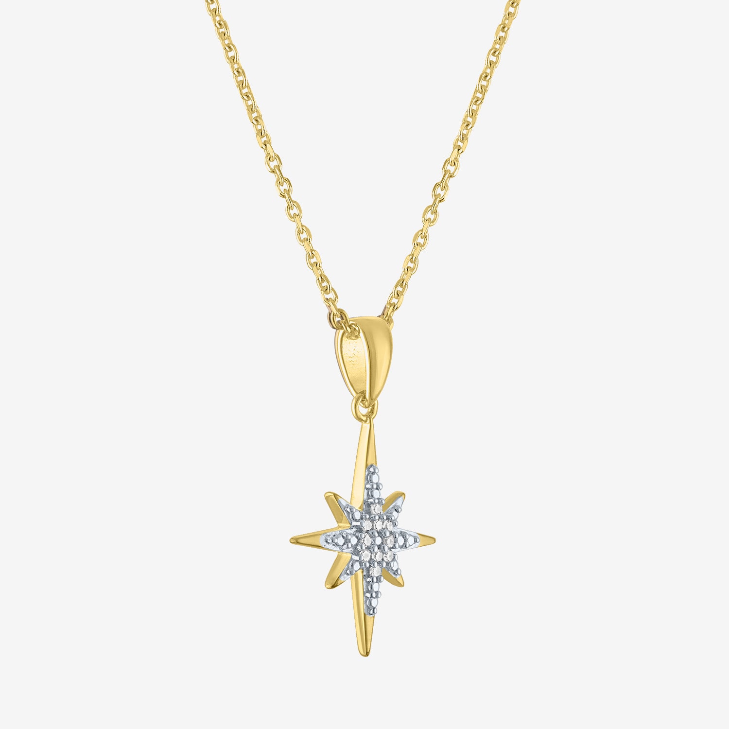 (G-H / Si2-I1) North Star Womens Diamond Accent Lab Grown White 14K Gold Over Silver Sterling 18 Inch Pendant Necklace