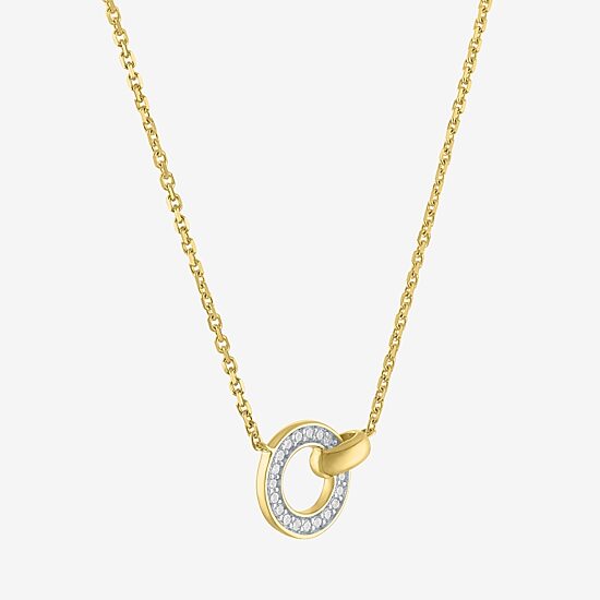 Diamond Addiction (G-H / I1-I2) Womens 1/10 CT. T.W. Lab Grown White Diamond 14K Gold Over Silver Circle 16 Inch Pendant Necklace