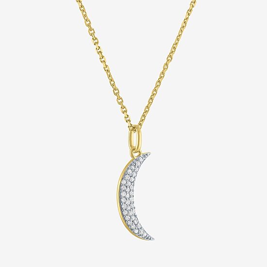 Diamond Addiction (G-H / I1-I2) Womens 1/10 CT. T.W. Lab Grown White Diamond 14K Gold Over Silver Moon 16 Inch Pendant Necklace