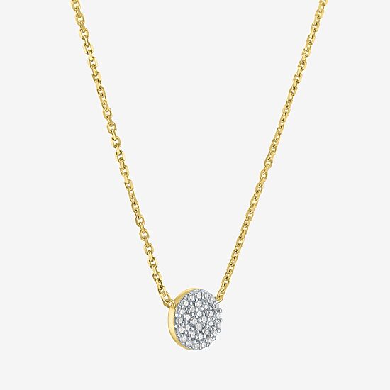 Diamond Addiction (G-H / I1-I2) Womens 1/10 CT. T.W. Lab Grown White Diamond 14K Gold Over Silver Round 16 Inch Pendant Necklace