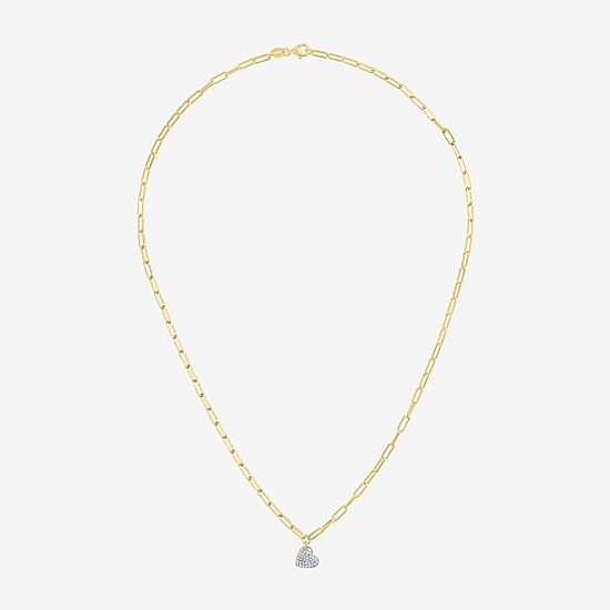 Diamond Addiction (G-H / I1-I2) Womens 1/10 CT. T.W. Lab Grown White Diamond 14K Gold Over Silver Heart 18 Inch Pendant Necklace