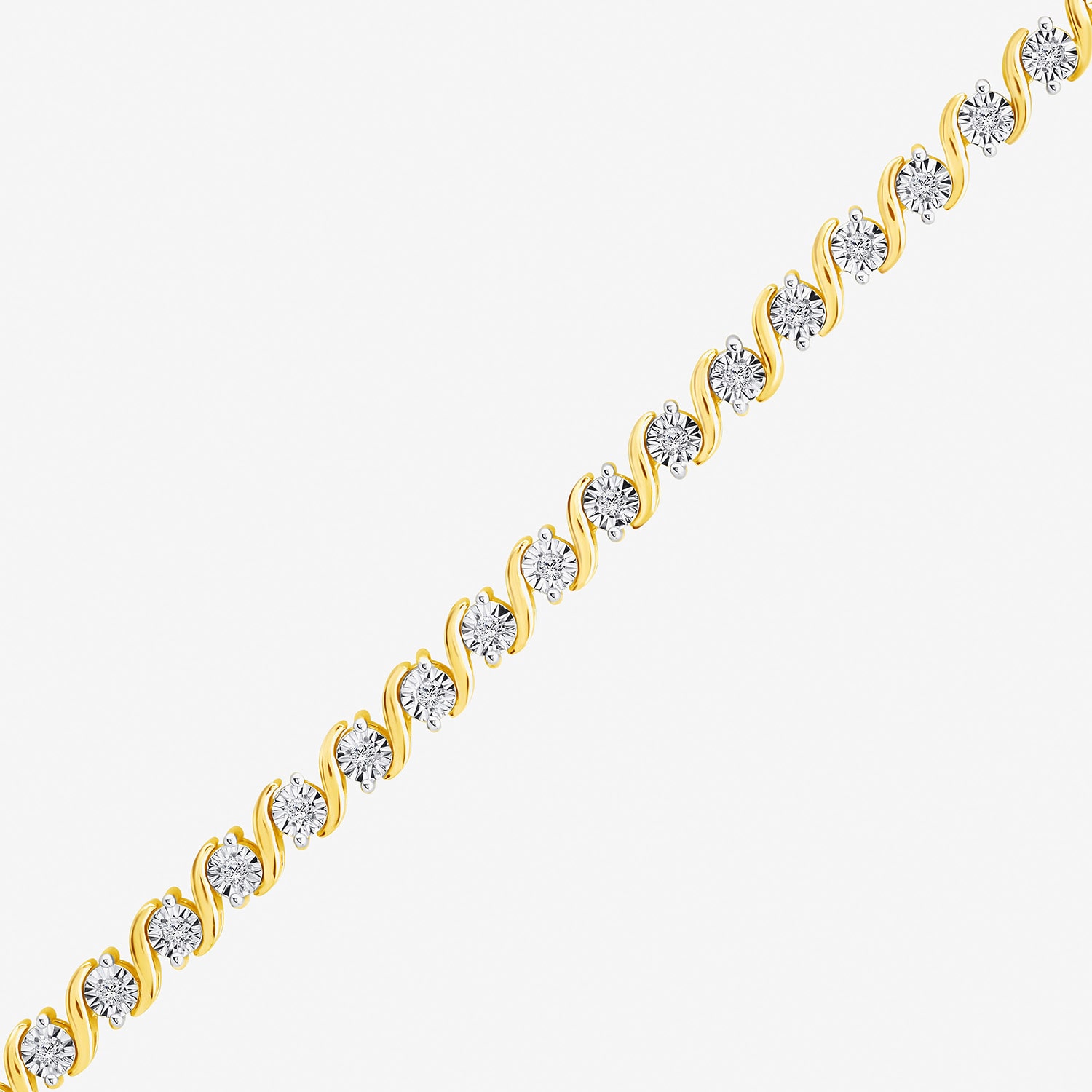 (I / I1) Womens 1/2 CT. T.W. Lab Grown White Diamond Sterling Silver 7.25 Inch Tennis Bracelet