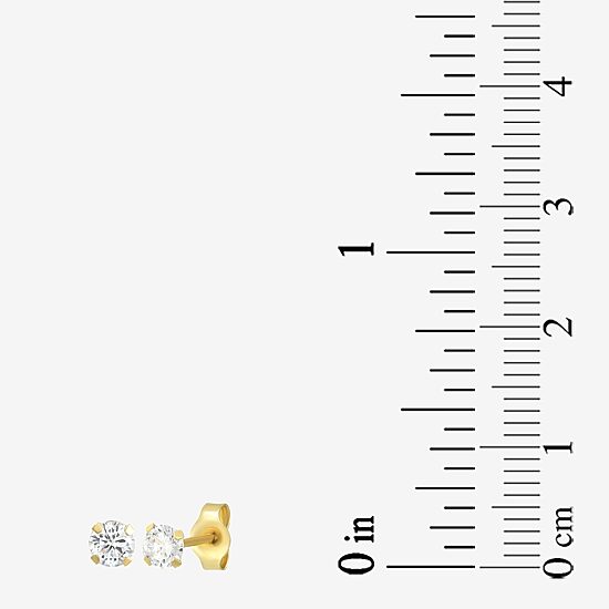 Womens Cubic Zirconia 14K Gold Round 3 Pair Earring Set