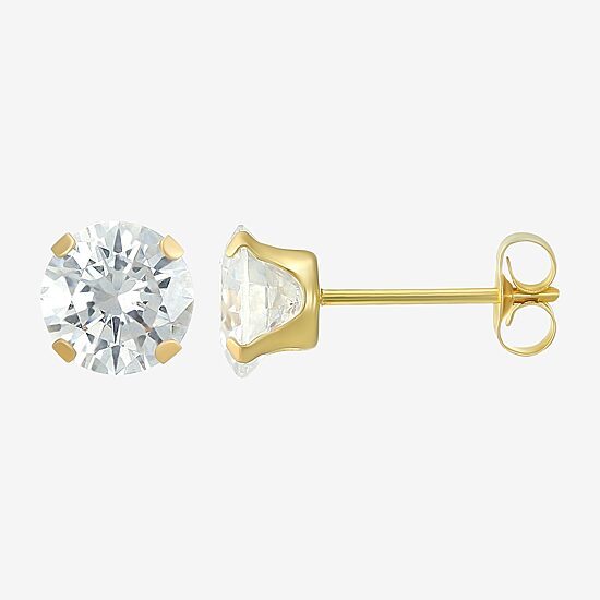 Womens Cubic Zirconia 14K Gold Round 3 Pair Earring Set