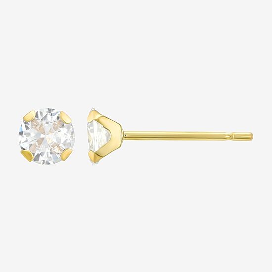 Womens Cubic Zirconia 14K Gold Round 3 Pair Earring Set