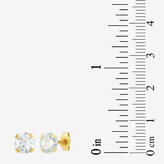 Womens Cubic Zirconia 14K Gold Round 3 Pair Earring Set