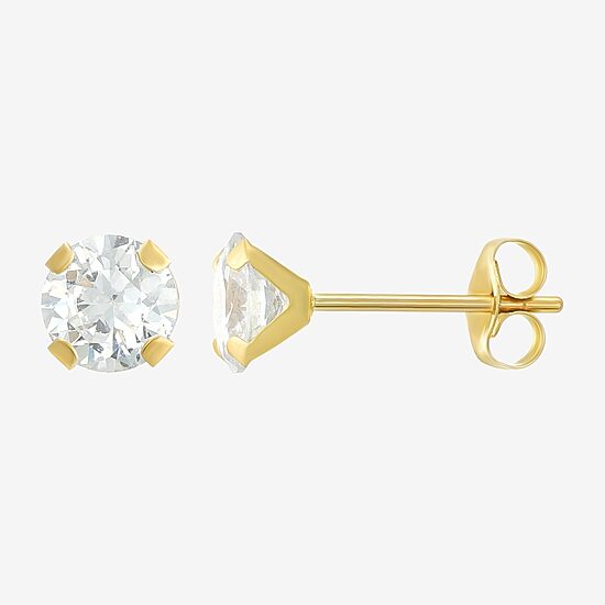 Womens Cubic Zirconia 14K Gold Round 3 Pair Earring Set