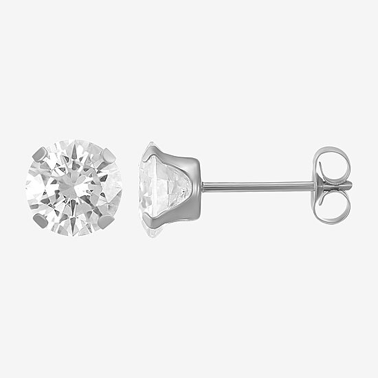 Womens Cubic Zirconia 14K Gold Round 3 Pair Earring Set