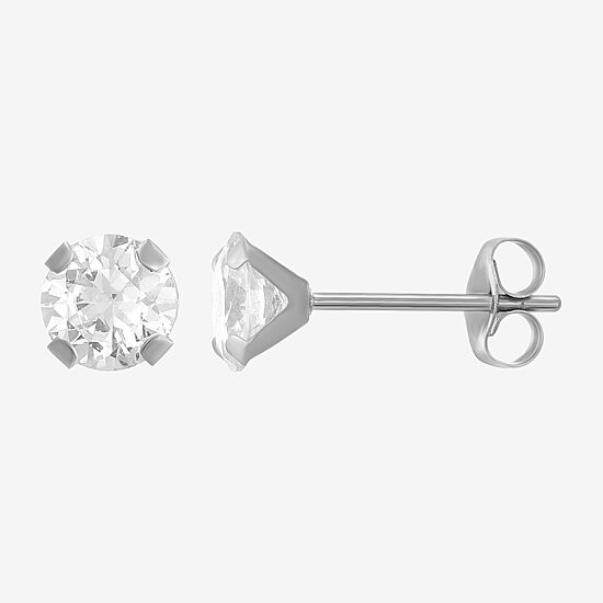 Womens Cubic Zirconia 14K Gold Round 3 Pair Earring Set