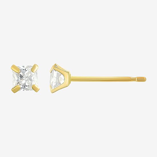 Womens Cubic Zirconia 14K Gold Round 3 Pair Earring Set