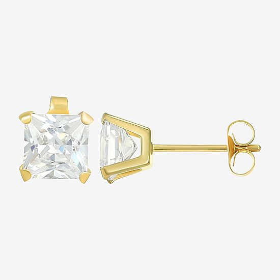 Womens Cubic Zirconia 14K Gold Round 3 Pair Earring Set