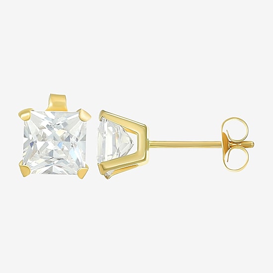 Womens Cubic Zirconia 14K Gold Round 3 Pair Earring Set