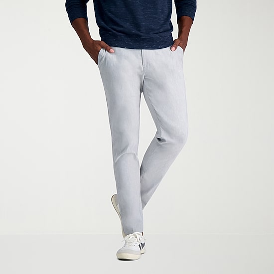 Haggar Life Khaki Mens Comfort Waistband Slim Fit Flat Front Pant