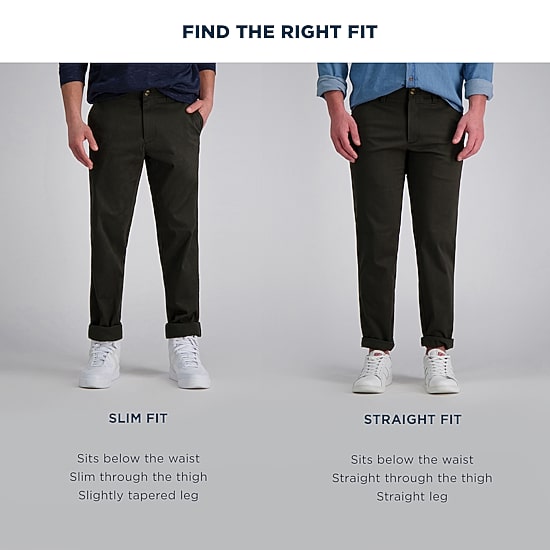 Haggar Life Khaki Mens Comfort Waistband Slim Fit Flat Front Pant