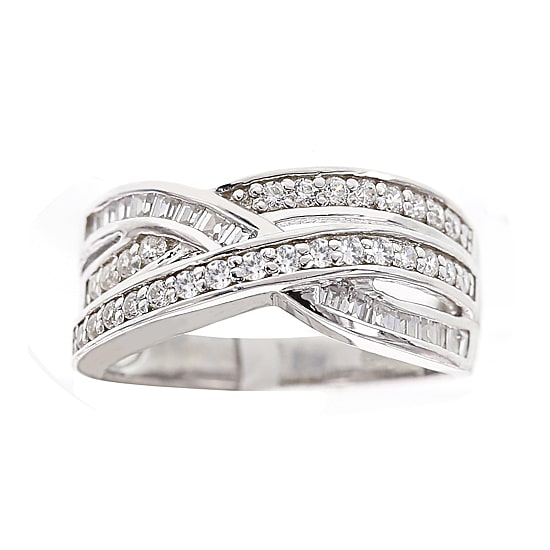 DiamonArt® Cubic Zirconia Sterling Silver Crossover Ring