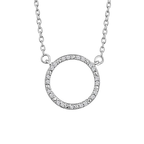Diamond Accent "Karma" Womens Diamond Accent Natural White Diamond Sterling Silver Circle 18 Inch Pendant Necklace