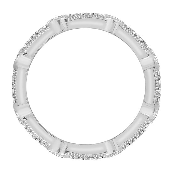 Cubic Zirconia Sterling Silver Round Band