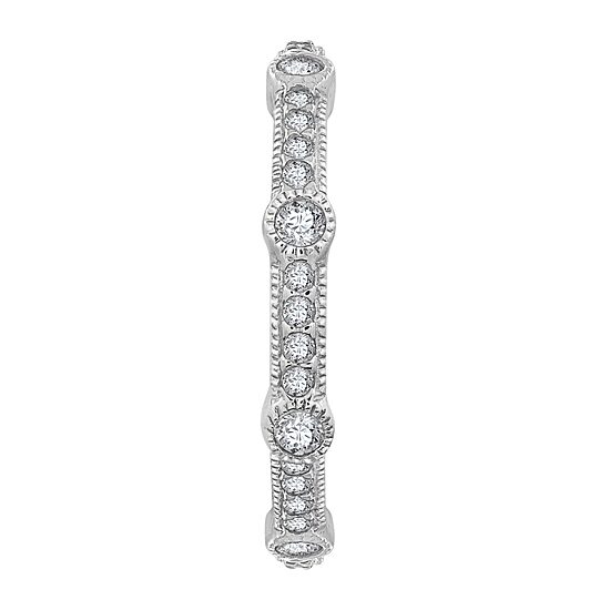 Cubic Zirconia Sterling Silver Round Band