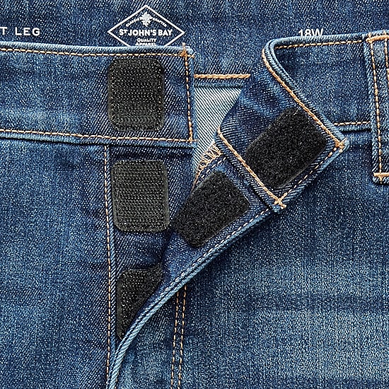 St. John's Bay Secretly Slender Womens Plus Mid Rise Adaptive Hidden Access Opening Straight Leg Jean