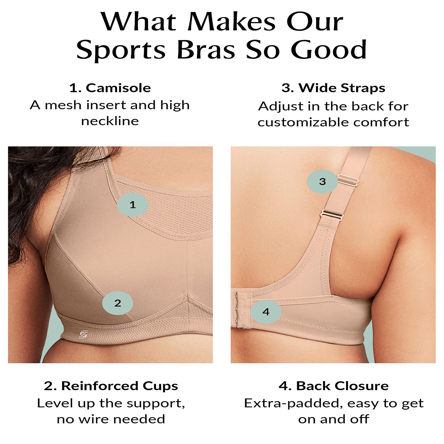 Glamorise No-Bounce Camisole Sports Wirefree Bra-1066