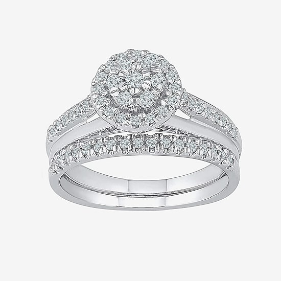 Womens 3/8 CT.T.W. Natural Diamond 10K White Gold Bridal Set