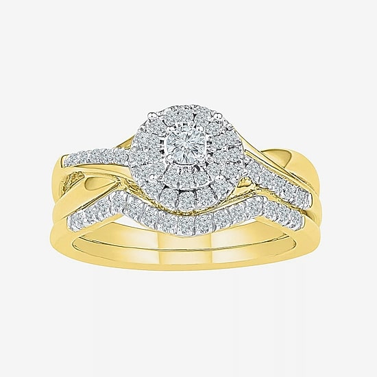 Womens 1/2 CT.T.W. Natural Diamond 10K Gold Bridal Set