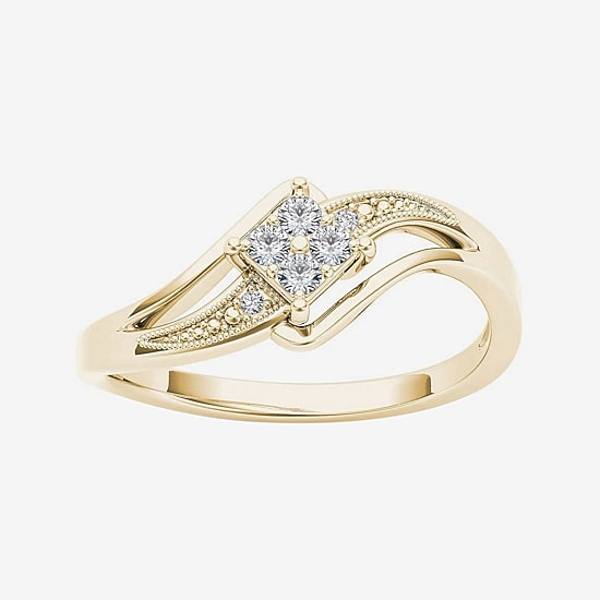 1/10 CT.T.W. Natural Diamond 10K Yellow Gold Engagement Ring