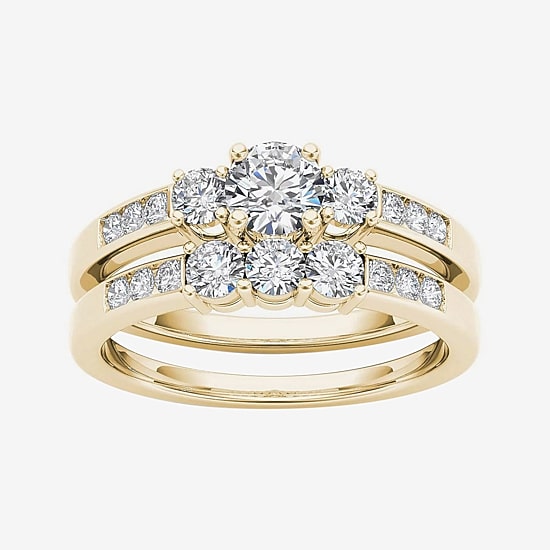 1 CT.T.W. Natural Diamond 14K Yellow Gold Bridal Ring Set
