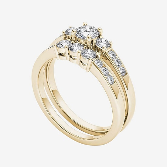 1 CT.T.W. Natural Diamond 14K Yellow Gold Bridal Ring Set