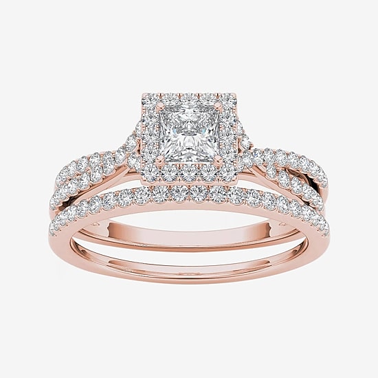 1 CT.T.W. Natural Diamond 10K Rose Gold Bridal Ring Set