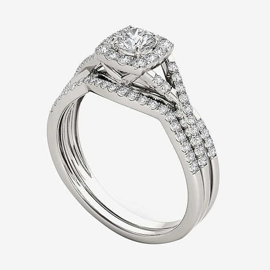 3/4 CT.T.W. Natural Diamond 10K White Gold Bridal Ring Set