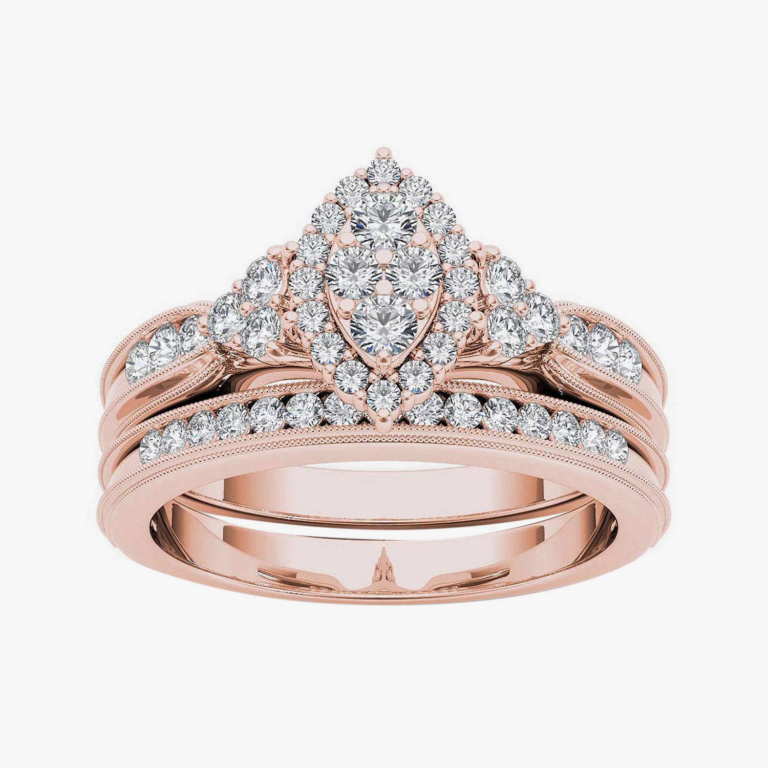 CT.T.W. Natural Diamond 10K Rose Gold Bridal Ring Set