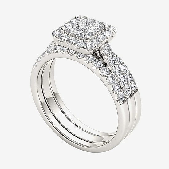 1 1/4 CT.T.W. Natural Diamond 14K White Gold Bridal Set