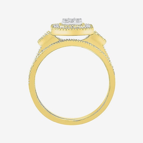 Womens 3/8 CT. T.W. Natural White Diamond 10K Gold Cushion Bridal Set
