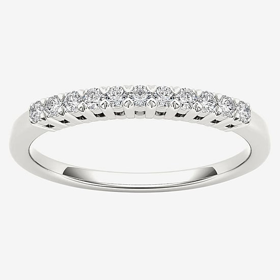 Womens 2MM 1/5 CT. Natural White Diamond 10K Gold Wedding Band