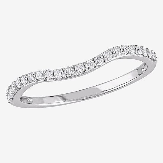 Womens 1/4 CT. T.W. Natural White Diamond 14K Gold Curved Wedding Band