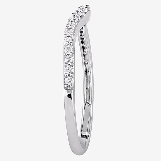 Womens 1/4 CT. T.W. Natural White Diamond 14K Gold Curved Wedding Band