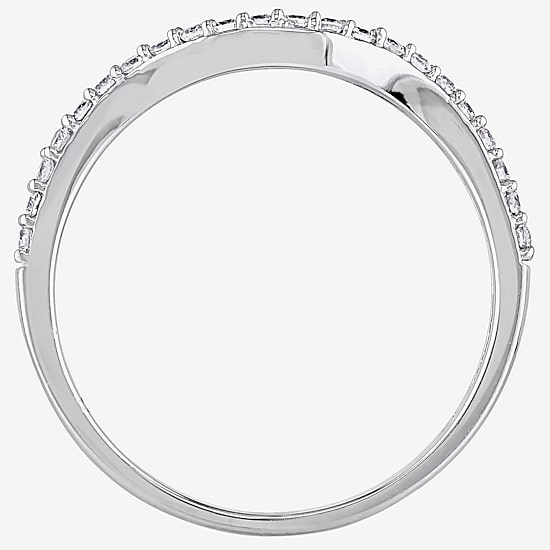 Womens 1/4 CT. T.W. Natural White Diamond 14K Gold Curved Wedding Band