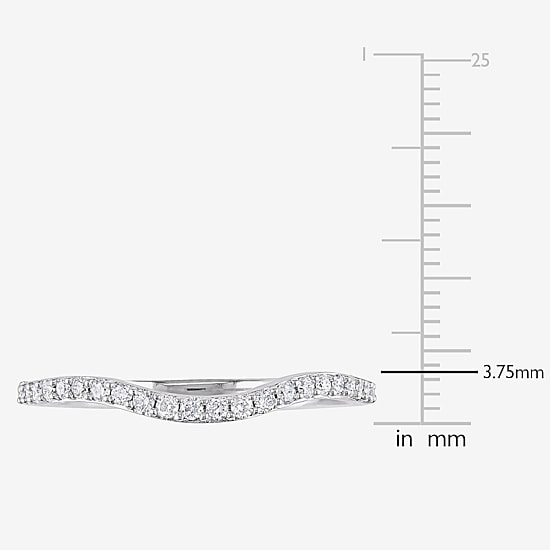 Womens 1/4 CT. T.W. Natural White Diamond 14K Gold Curved Wedding Band