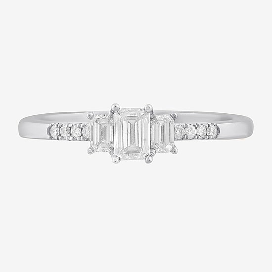 Love Lives Forever Love Lives Forever (H-I / Si2) Womens 1/2 CT. T.W. Lab Grown White Diamond 10K Gold Side Stone 3-Stone Engagement Ring