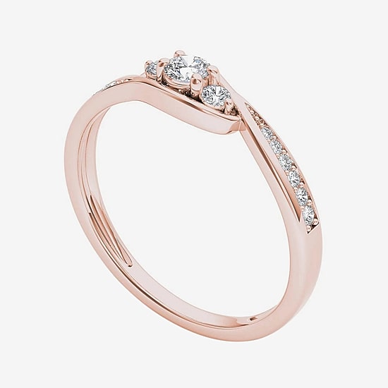1/5 CT.T.W. Natural Diamond 10K Rose Gold 3-Stone Engagement Ring