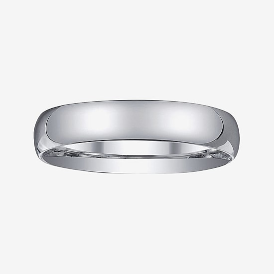  Personalized Mens 4mm Comfort Fit Domed Sterling Silver Wedding Band