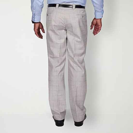 Steve Harvey Mens Classic Fit Windowpane Pleated Front Suit Pant