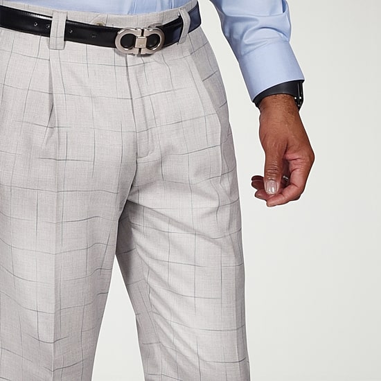 Steve Harvey Mens Classic Fit Windowpane Pleated Front Suit Pant