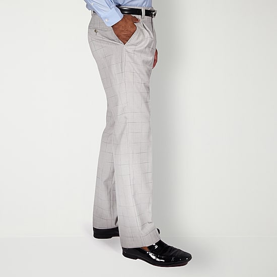 Steve Harvey Mens Classic Fit Windowpane Pleated Front Suit Pant