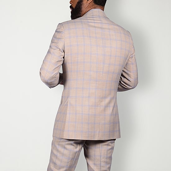 Steve Harvey Mens Stretch Fabric Classic Fit Plaid Suit Jacket