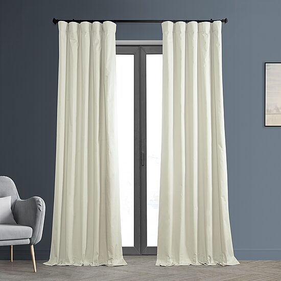 Exclusive Fabrics & Furnishing Solid 100% Cotton Rod Pocket Back Tab Energy Saving 100% Blackout Single Curtain Panel