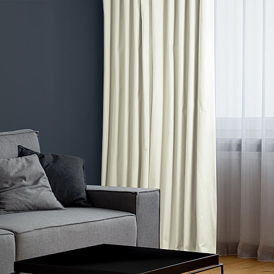 Exclusive Fabrics & Furnishing Solid 100% Cotton Rod Pocket Back Tab Energy Saving 100% Blackout Single Curtain Panel