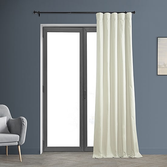 Exclusive Fabrics & Furnishing Solid 100% Cotton Rod Pocket Back Tab Energy Saving 100% Blackout Single Curtain Panel